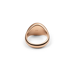 Rear view of the Classic Signet Ring in rose gold with engraved Daniel Wellington logo and a high-quality polished interior.