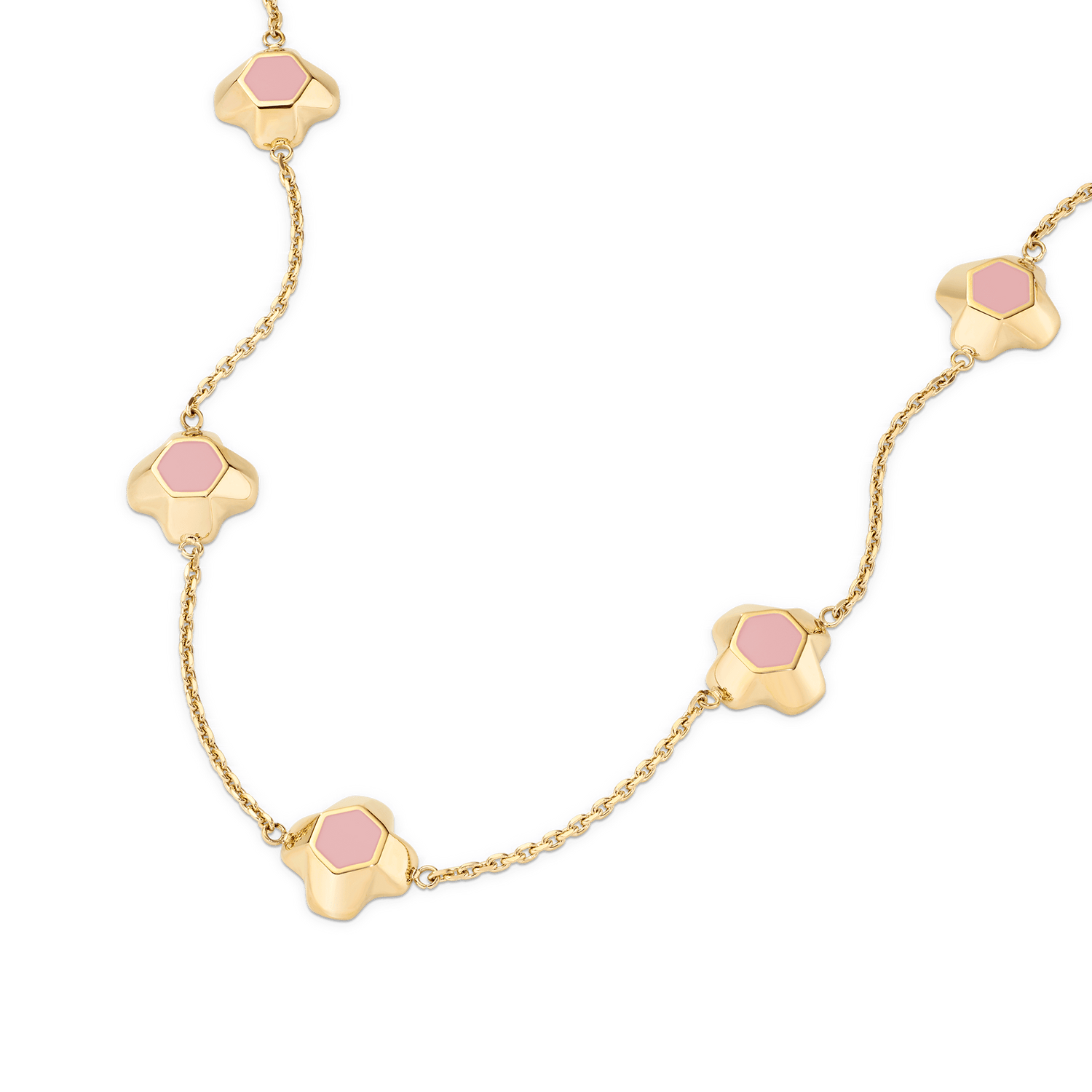 North Star Necklace 7 Small Apricot Enamel Gold