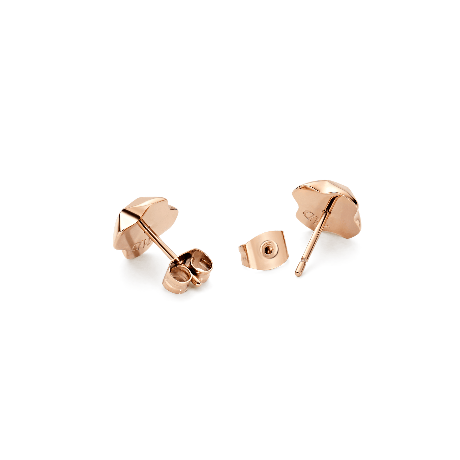 North Star Earrings Small White Enamel Rose Gold