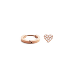 Hoop + Crystal Heart Stud Rose Gold Set