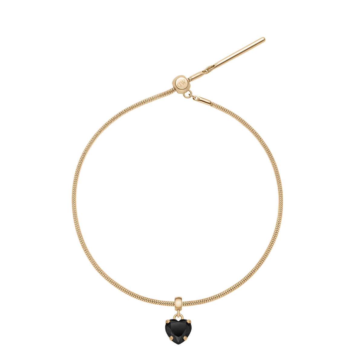 Heart Crystal Black Gold Charm + Snake Bracelet G