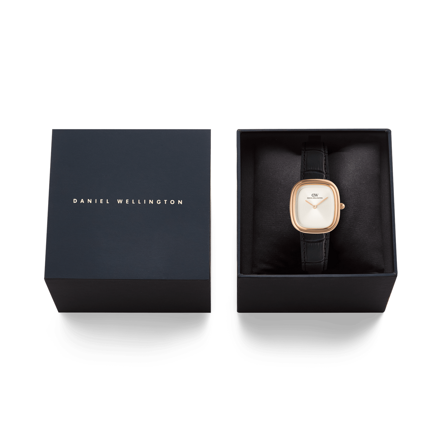 Margot Black Croc Rose Gold