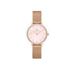 Petite Bezel pink MOP watch - with rose gold strap | DW