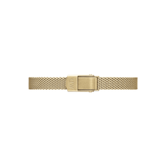 Gold-coloured mesh strap of the Quadro Mini Evergold Champagne ladies' watch with practical quick-release clasp and fine texture.