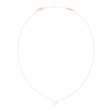 Collana Mirelle Heart in oro rosa con catena sottile regolabile e chiusura a moschettone. Il ciondolo a forma di cuore presenta una zirconia cubica incastonata al centro.