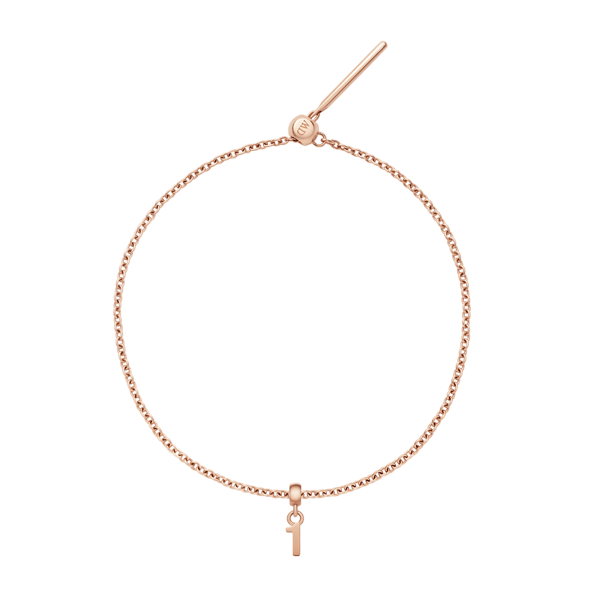 Number Rose Gold Charm + Chain Bracelet RG