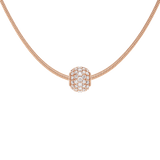 Pave Orb White Crystal Rose Gold Charm + Snake Necklace RG