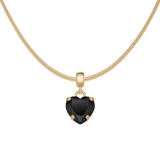 Heart Crystal Black Gold Charm + Snake Necklace G