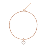 Heart Contour White Crystal Rose Gold Charm + Chain Bracelet RG