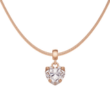 Heart Crystal White Rose Gold Charm + Snake Necklace RG