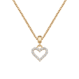Heart Contour White Crystal Gold Charm + Chain Necklace G