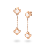 North Star Earrings Drop White Enamel Rose Gold