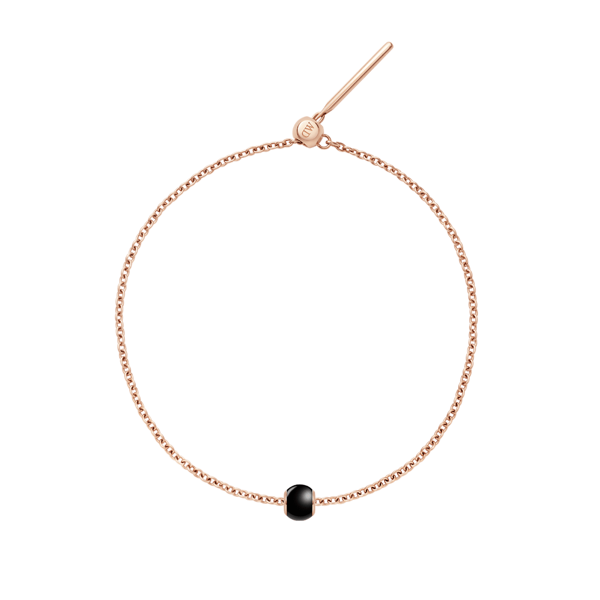 Black Orb Rose Gold Charm + Chain Bracelet RG