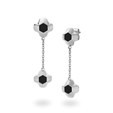 North Star Earrings Drop Black Enamel Silver