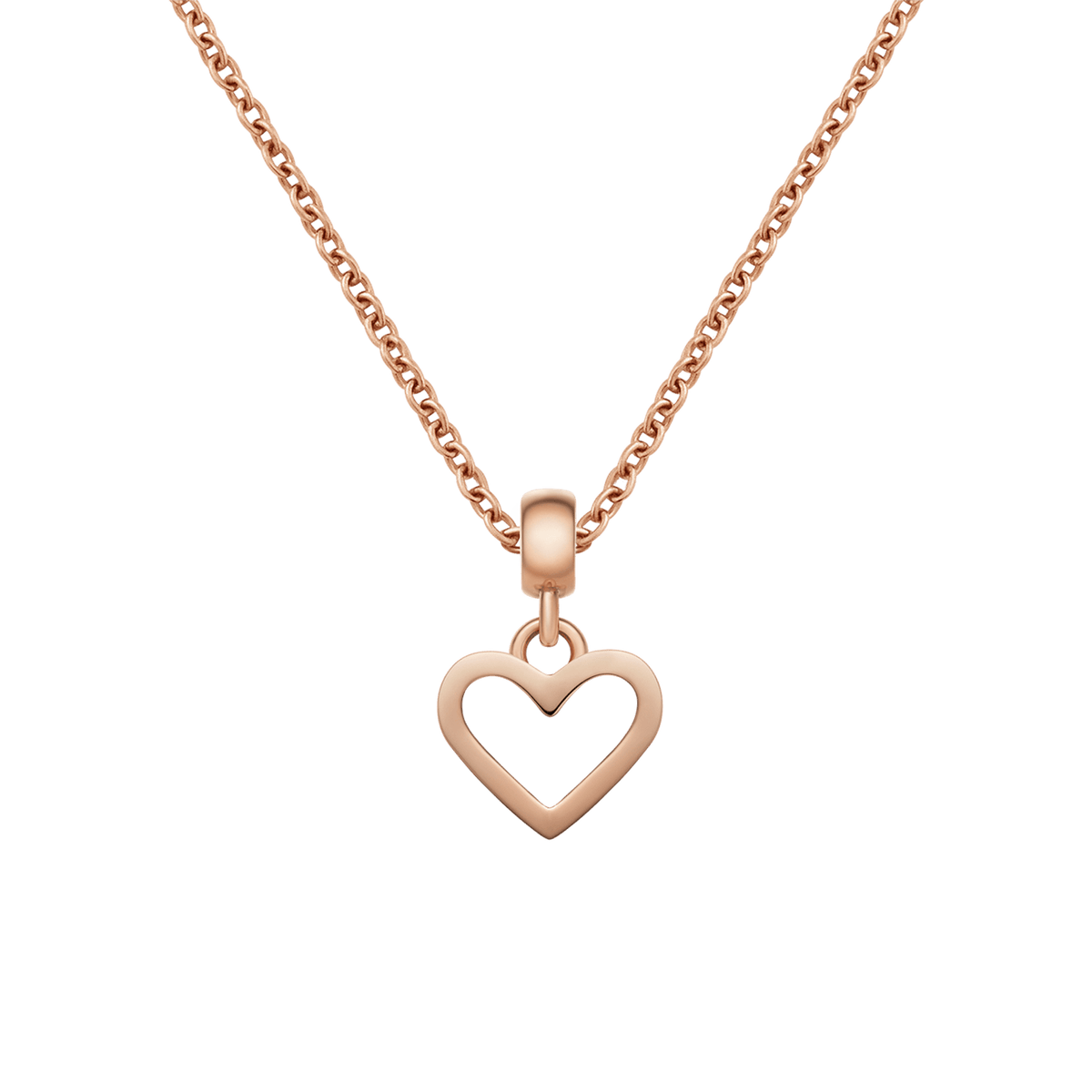 Heart Hanging Shape Rose Gold Charm + Chain Necklace RG