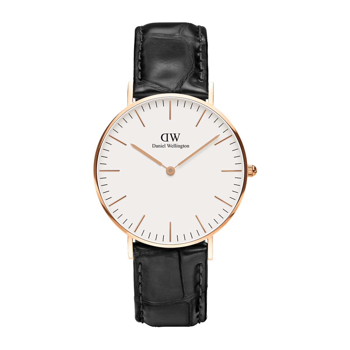 Reading Mens watch rose gold with black leather strap DW
