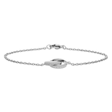 Vista frontale del bracciale Elan Unity Silver, che mette in risalto la simmetria del design minimalista e la raffinata lavorazione della catena in acciaio.